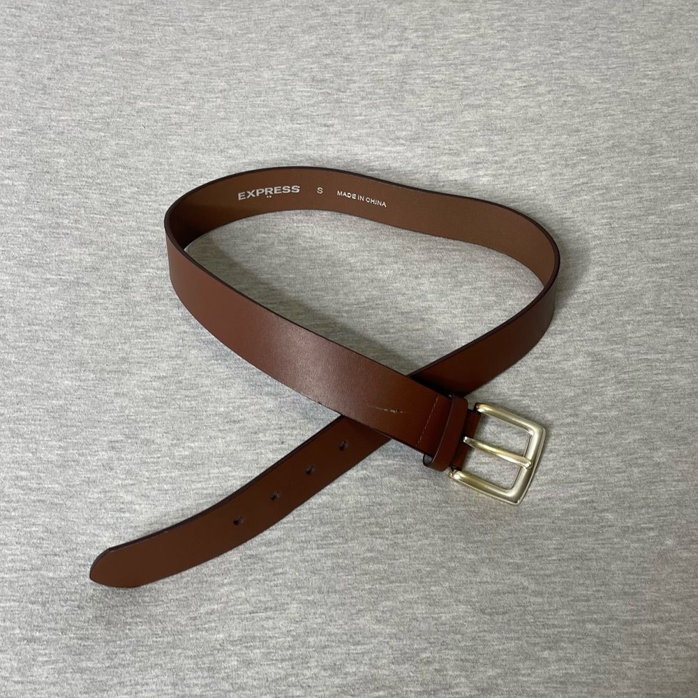 Express Men’s Brown & Silver Casual Faux Leather Belt